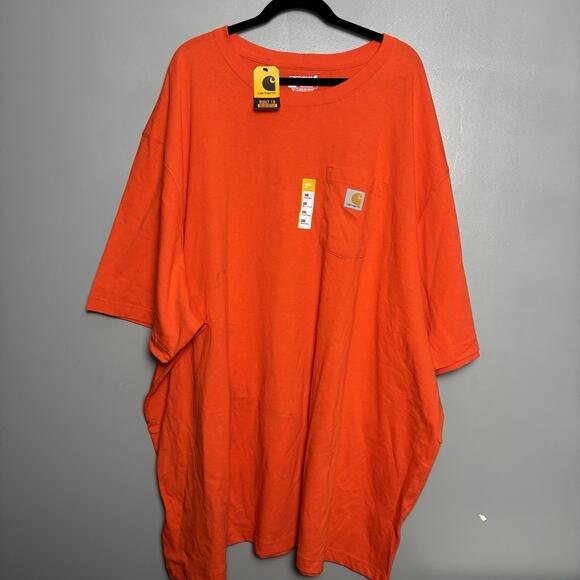 NWT Carhartt Mens 5XL Short Sleeve Work Shirt Orange Hi Vis Plus Loose Pocket - Picture 1 of 6